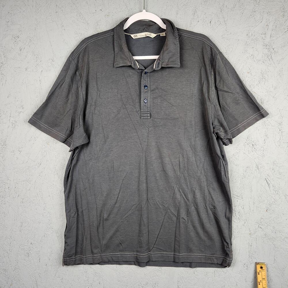 Travis Mathew Polo Shirt Mens XL Gray Pima Cotton Blend Golf Performance Outdoor